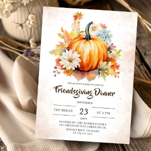 Pumpkin Friendsgiving Dinner Floral Einladung