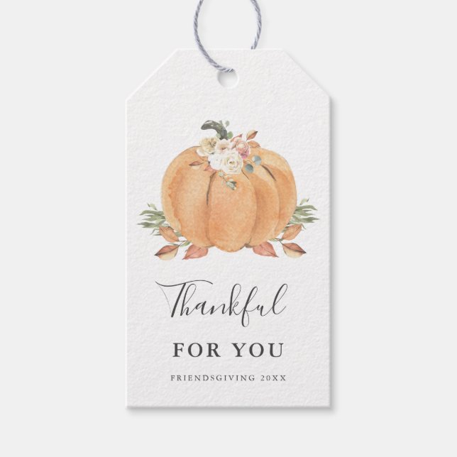 Pumpkin Friendsgiving Erntedank Dankbar Geschenkanhänger (Vorderseite)