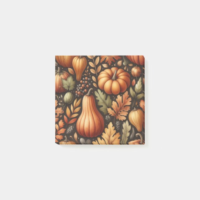 Pumpkin Fun Herbst Erntedank Orange Herbstlaub Post-it Klebezettel (Vorderseite)