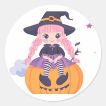 "Pumpkin Fun: Niedlicher Cartoon Girl Sticker"