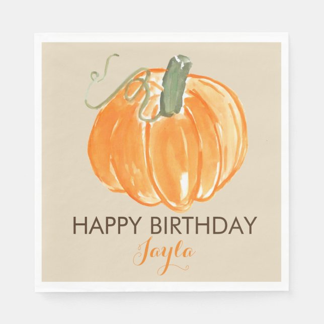 Pumpkin Geburtstag Herbst Geburtstagsnapoleon Serviette (Vorderseite)