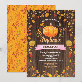 Pumpkin Geburtstagseinladung. Rustikaler 1. Geburt Einladung
