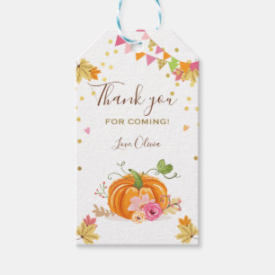 Pumpkin Gefallen Tags Herbst Herbstlaub Pink Flora Geschenkanhänger