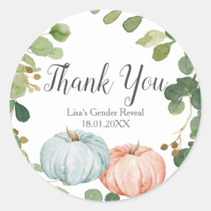Pumpkin Gender Reveal Grünen Danke Sticker