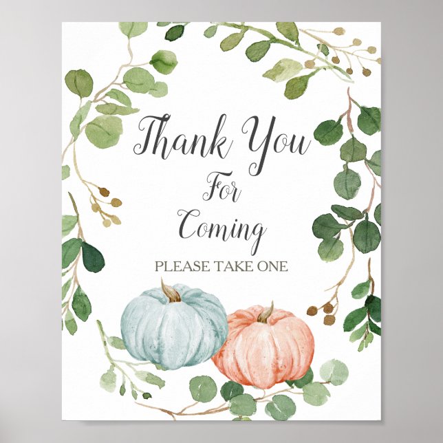 Pumpkin Gender Reveal Vielen Dank für Ihr Kommen Poster (Vorne)