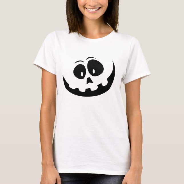 Pumpkin-Gesicht bestickt T-Shirt (Vorderseite)