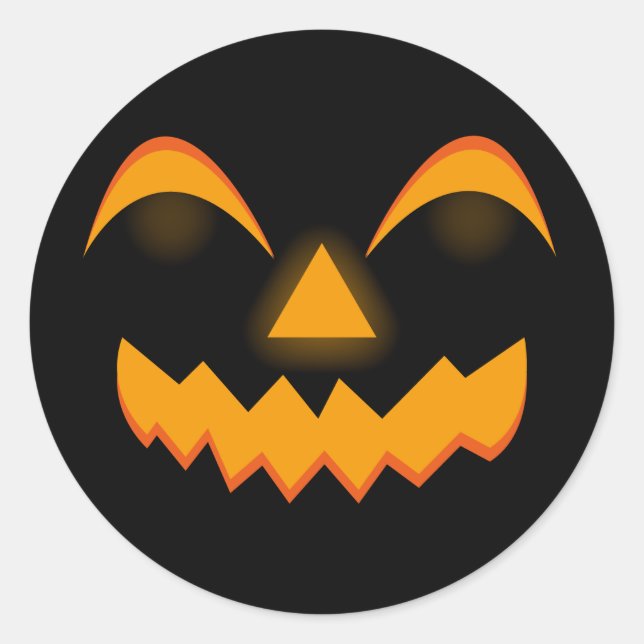 Pumpkin Gesicht Orange Glüheffekt Halloween Runder Aufkleber (Vorderseite)