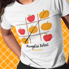 Pumpkin gewinnt immer Kürbis gegen Apfel-T - Shirt
