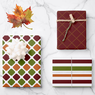 Pumpkin Gewürz 3 Koordiniert Herbst Herbst Geburts Geschenkpapier Set