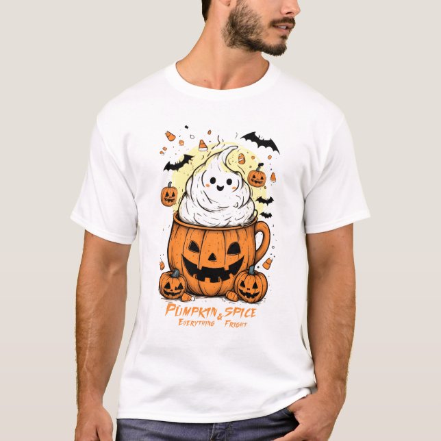 Pumpkin Gewürz & Alles Fright - Funny Spooky T-Shirt (Vorderseite)