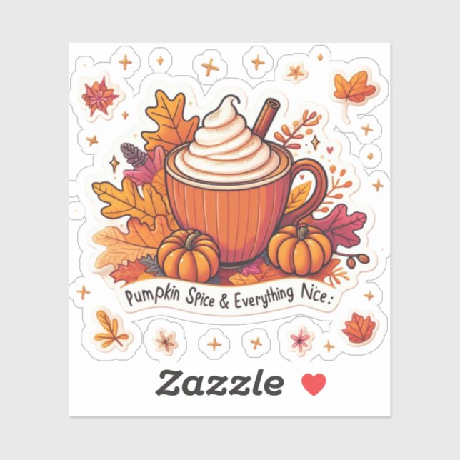 Pumpkin Gewürz & Alles Nette Gemütliche Fall Vinyl Aufkleber (Blatt)