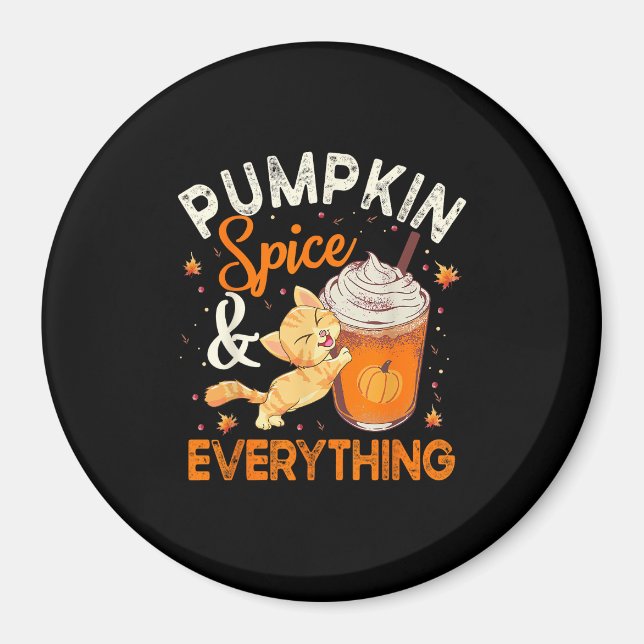 Pumpkin Gewürz Alles Shirt Cat Lover Niedlich Autu Magnet (Vorne)