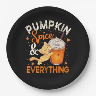 Pumpkin Gewürz Alles Shirt Cat Lover Niedlich Autu Pappteller