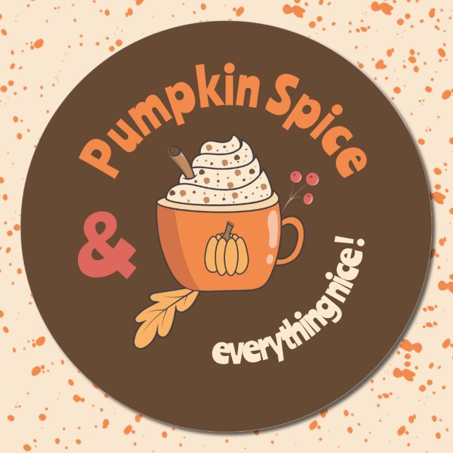Pumpkin Gewürz Doodle Orange Tasse Brown Stickers (Pumpkin spice & everything nice cute brown doodle stickers .)