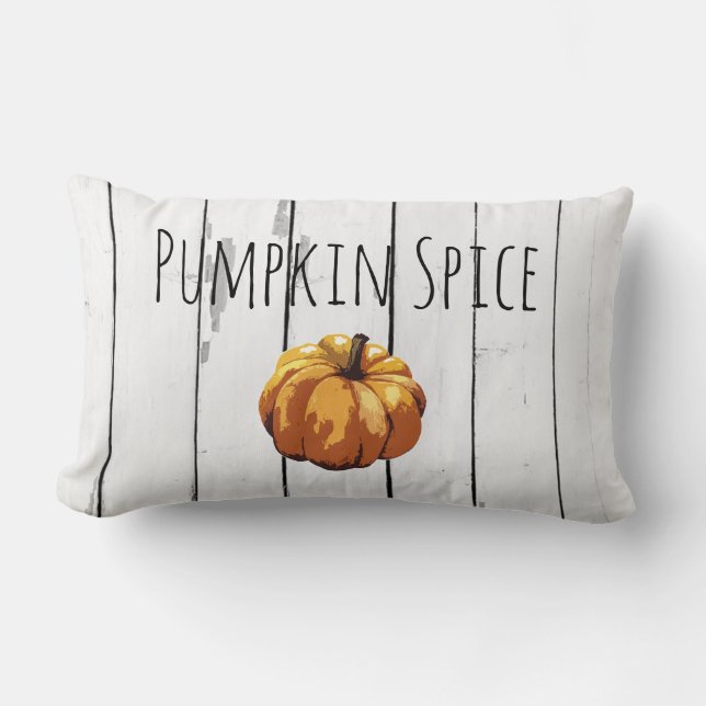 Pumpkin Gewürz Herbst Bauernhof Shiplap Lendenkissen (Vorderseite)