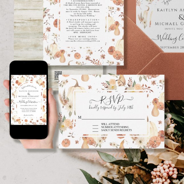 Pumpkin Gewürz Herbst Blätter Hochzeit RSVP Karte (Von Creator hochgeladen)