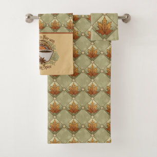 Pumpkin Gewürz ist schön mit Autumn Leaves Muster Badhandtuch Set