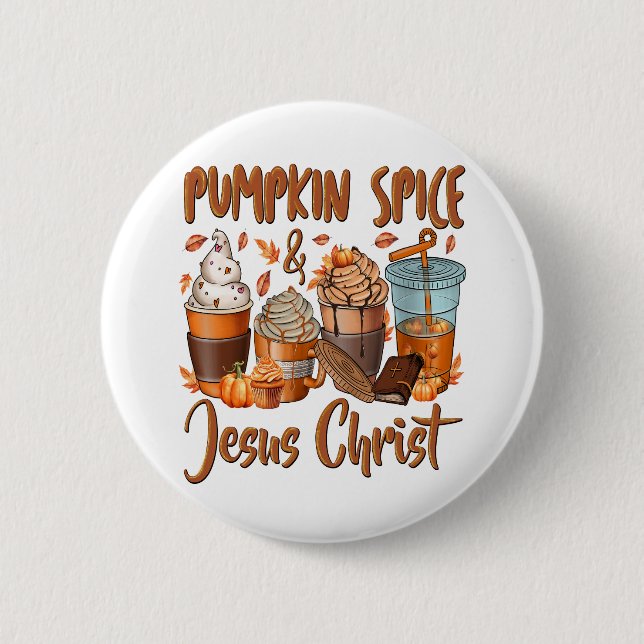 Pumpkin Gewürz Jesus Christus Button (Vorderseite)
