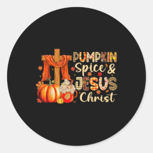 Pumpkin Gewürz Jesus Christus Erntedank Herbstfall Runder Aufkleber