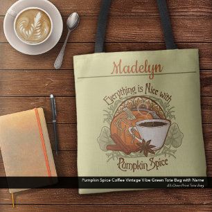 Pumpkin Gewürz Kaffee Vintag Vibe Name Grün Tasche