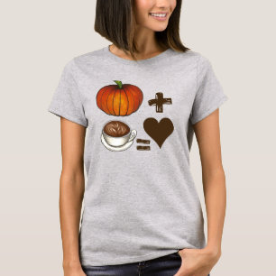 Pumpkin Gewürz + Kaffeelett = Liebe Herz T-Shirt