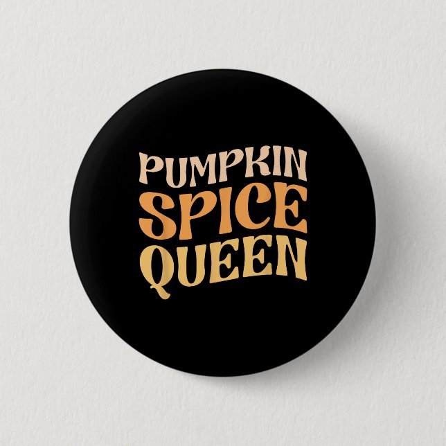 Pumpkin Gewürz Königin PSL Kaffee Lover Retro Fall Button (Vorderseite)