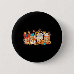 Pumpkin Gewürz Latte Fall Gemütlicher Kaffee Retro Button