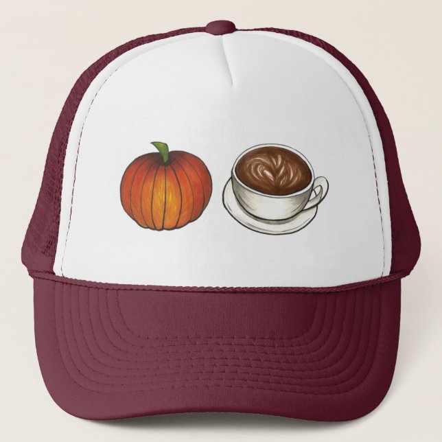 Pumpkin Gewürz Latte Kaffee Cup Herbst Herbst Truckerkappe (Vorderseite)