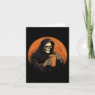 Pumpkin Gewürz Latte Kaffee Herbst Halloween Grim Karte