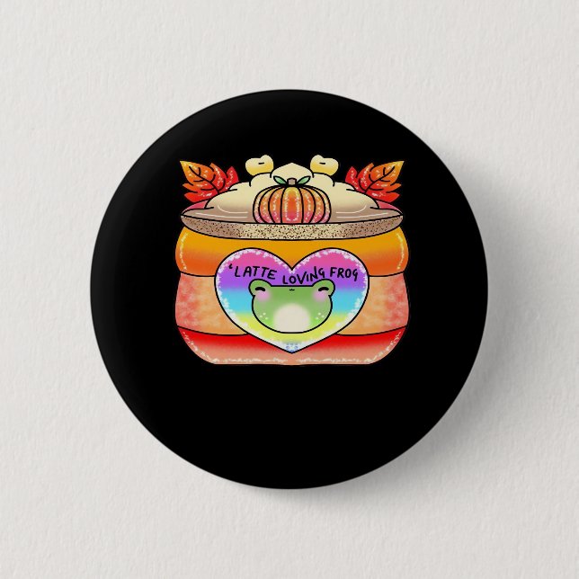 Pumpkin Gewürz Latte Love Frog Button (Vorderseite)