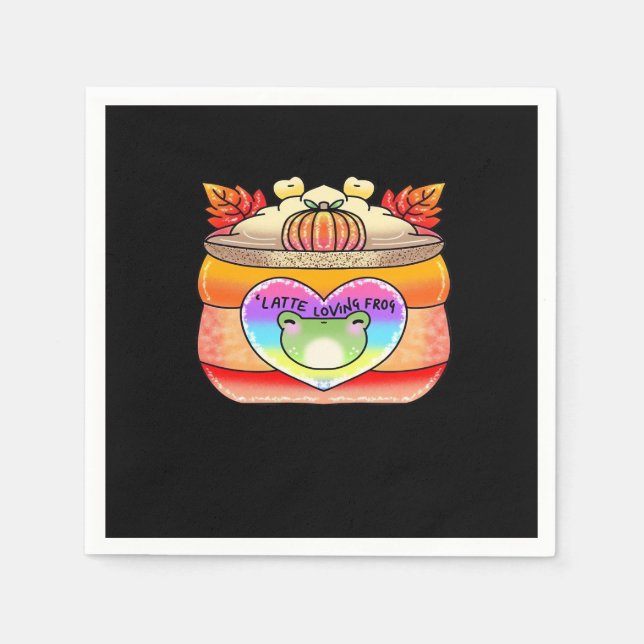 Pumpkin Gewürz Latte Love Frog Serviette (Vorderseite)