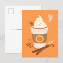 Pumpkin Gewürz Latte Orange Postkarte