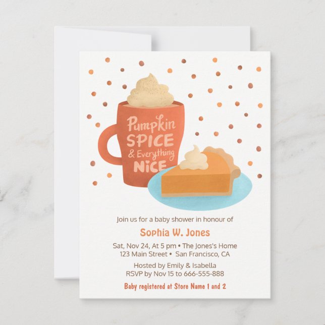 Pumpkin Gewürz Latte Pie Babydusche Einladungen (Vorderseite)