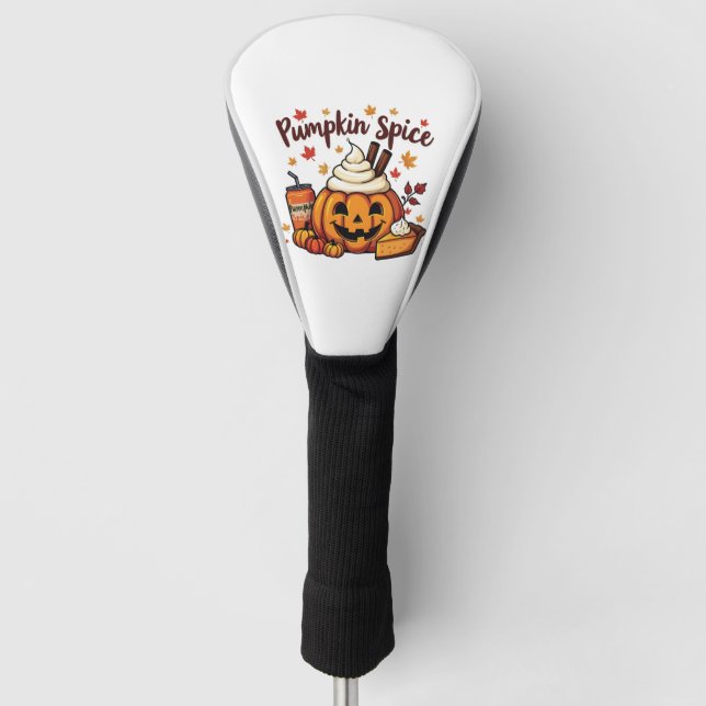 Pumpkin Gewürz Latte Pumpkin Kuchen Herbst Herbst Golf Headcover (Vorderseite)