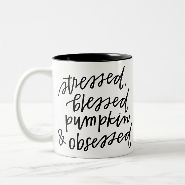Pumpkin Gewürz Seltsegnet Fall Geschenk Zweifarbige Tasse (Links)