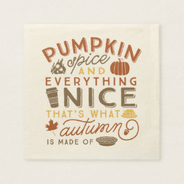 Pumpkin Gewürz Typografische Herbstcocktail Napkin Serviette
