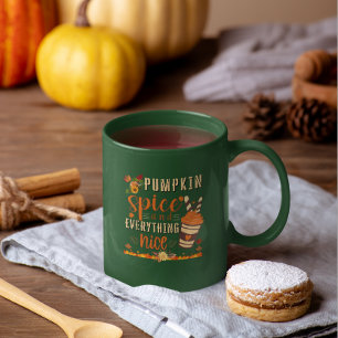 Pumpkin Gewürz und alles Gute - Fall Design Zweifarbige Tasse