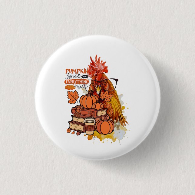 Pumpkin Gewürz und alles Nizza Fall Hühnchen Vib Button (Vorderseite)