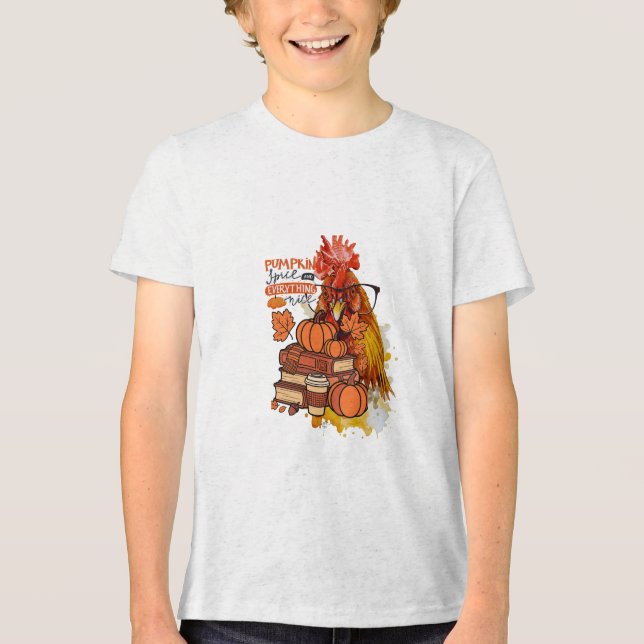 Pumpkin Gewürz und alles Nizza Fall Hühnchen Vib Tri-Blend Shirt (Vorderseite)