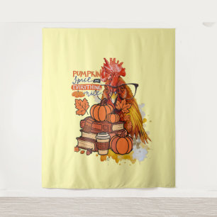 Pumpkin Gewürz und alles Nizza Fall Hühnchen Vib Wandteppich