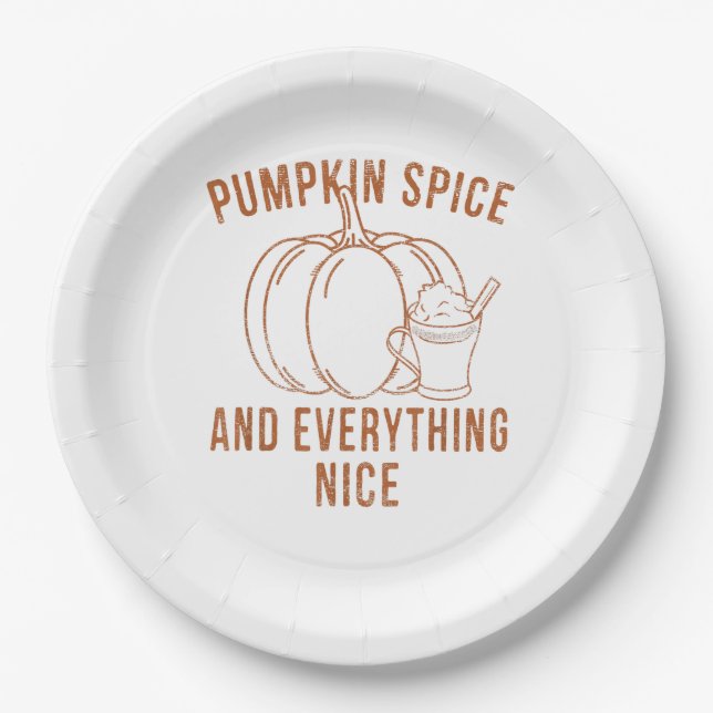 Pumpkin Gewürz und alles Nizza Fall Saison als Pappteller (Vorderseite)