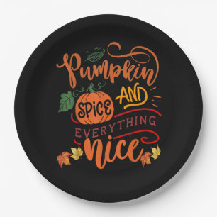 Pumpkin Gewürz und alles Nizza Fall Saison Vint Pappteller