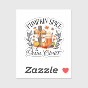 Pumpkin Gewürz und Jesus Christus Cross Pumpkin Ch Aufkleber