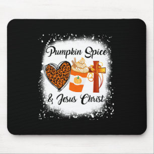Pumpkin Gewürz und Jesus Christus Leopard Herzschl Mousepad