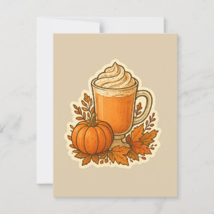 Pumpkin Gewürzgetränk mit Herbstleaves Postkarte
