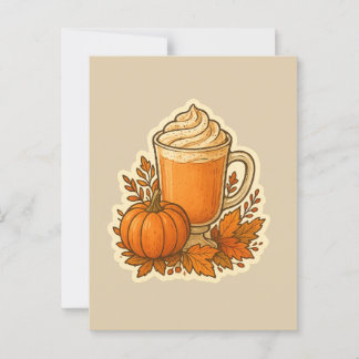 Pumpkin Gewürzgetränk mit Herbstleaves Postkarte