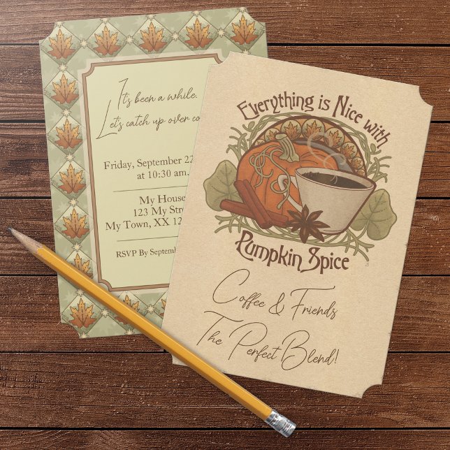Pumpkin Gewürzkaffee & Freunde Einladung (Pumpkin Spice Coffee & Friends Invitation - Ticket Corners)