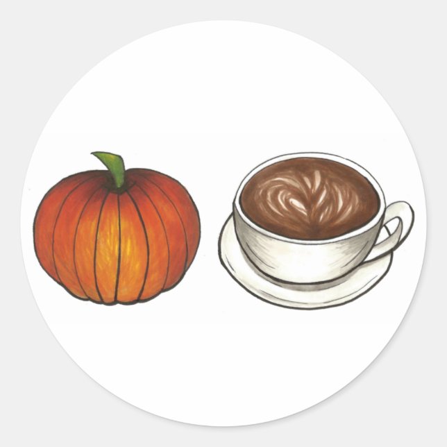 Pumpkin Gewürzkaffee Latte Herbsternte Ernte Runder Aufkleber (Vorderseite)
