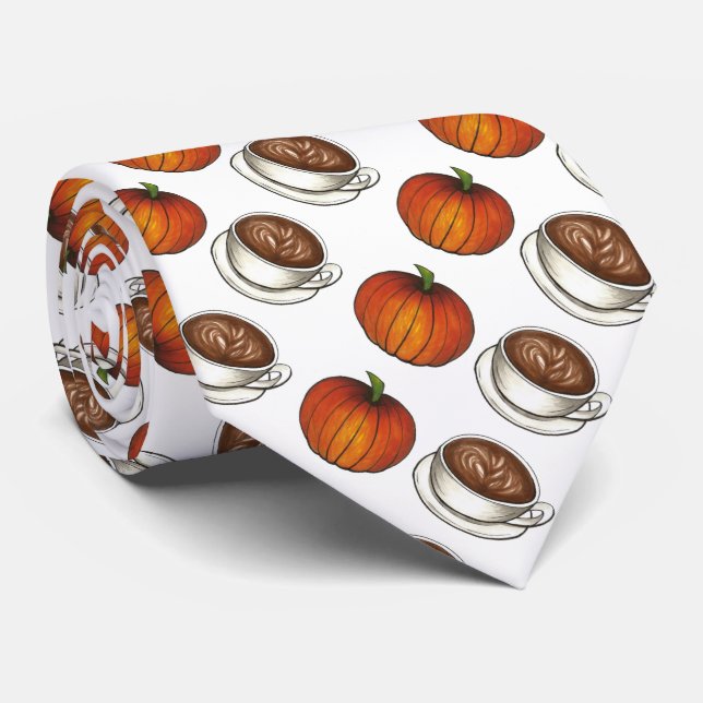 Pumpkin-Gewürzkaffee Latumn Herbst Krawatte (Gerollt)