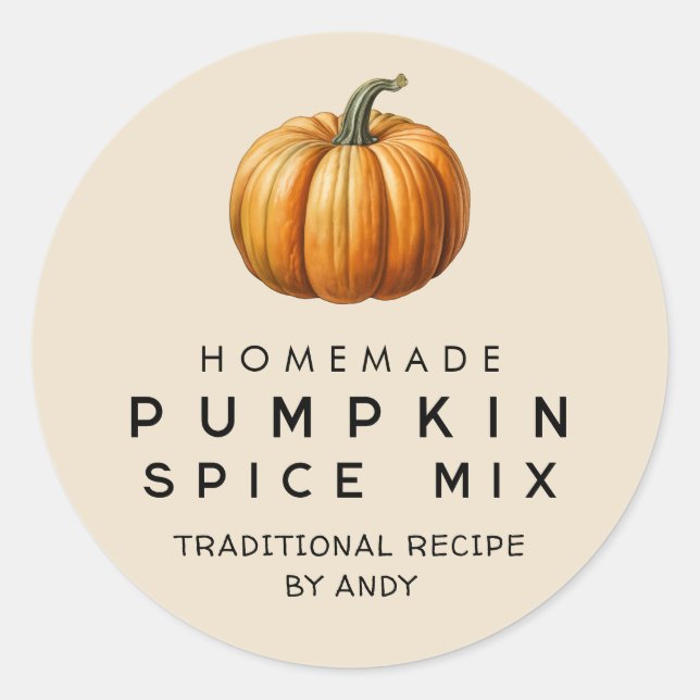 Pumpkin Gewürzmischung hausgemachte Rezeptorenkons Runder Aufkleber (Vorderseite)
